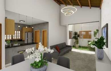 Imagem: A casa possui 3 Dormitórios, 2 Banheiros, 2 Vagas na garagem