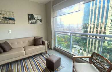 Imagem: O apartamento possui 1 Dormitório, 2 Banheiros, 1 Vaga na garagem