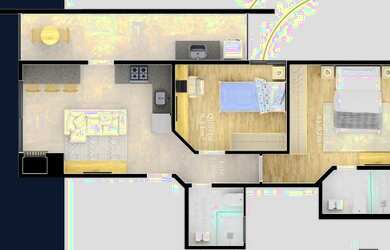 Imagem: O apartamento possui 2 Dormitórios, 2 Banheiros, 1 Vaga na