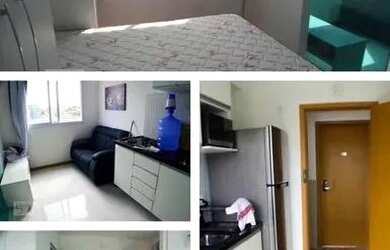 Imagem: O apartamento possui 1 Dormitório, 1 Banheiro, 1 Vaga na garagem