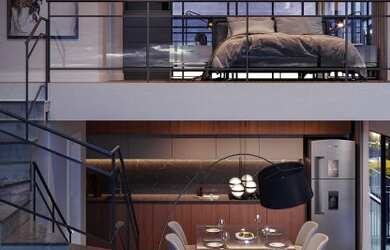 Imagem: A kitnet possui 1 Dormitório, 2 Banheiros, 1 Vaga na garagem