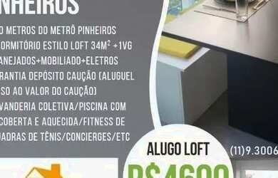 Imagem 1: Lugo Maravilhoso Loft Completamente Mobiliado, alto padrão, ar cond, no Summit Pinheiros
