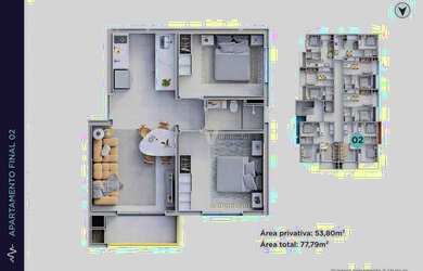 Imagem 8: Apartamento de 2 dormitórios, sacada com churrasqueira e vaga de garagem,...
