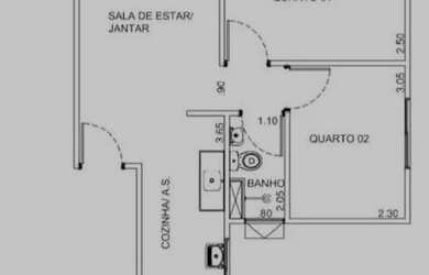 Imagem: O apartamento possui 2 Dormitórios, 1 Banheiro, 57m² de Área