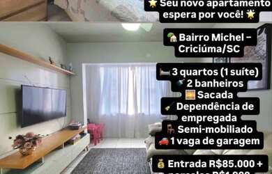 Imagem: O apartamento possui 3 Dormitórios, 2 Banheiros, 1 Vaga na