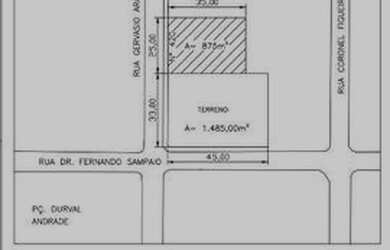 Imagem: O terreno possui 370m² de Área e está localizado em Coroa