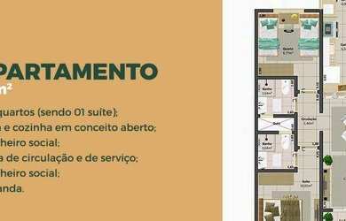 Imagem: O apartamento possui 2 Dormitórios, 1 Banheiro, 1 Vaga na garagem