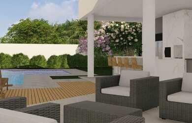 Imagem: A casa em condomínio possui 4 Dormitórios, 2 Banheiros, 5