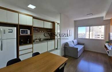 Imagem: O apartamento possui 1 Dormitório, 1 Banheiro, 1 Vaga na garagem