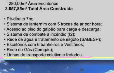 Imagem: O depósito possui 3.857m² de Área e está localizado em