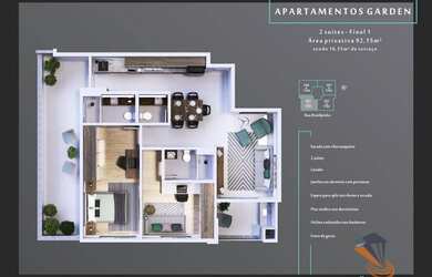 Imagem: O apartamento possui 2 Dormitórios, 1 Banheiro, 1 Vaga na garagem