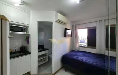 Imagem: O apartamento possui 1 Dormitório, 1 Banheiro, 1 Vaga na garagem