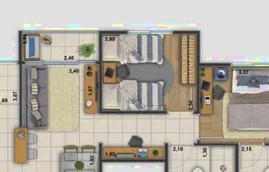 Imagem: O apartamento possui 2 Dormitórios, 2 Banheiros, 1 Vaga na