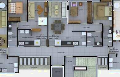 Imagem: O apartamento possui 2 Dormitórios, 2 Banheiros, 1 Vaga na