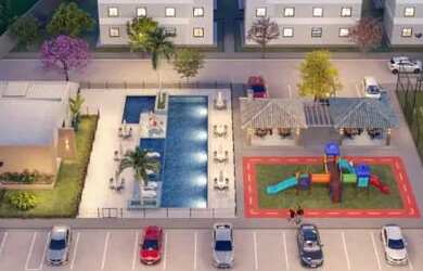 Imagem: O apartamento possui 2 Dormitórios, 1 Banheiro e 2 Vagas na