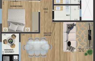 Imagem: O apartamento possui 2 Dormitórios, 2 Banheiros, 70m² de Área