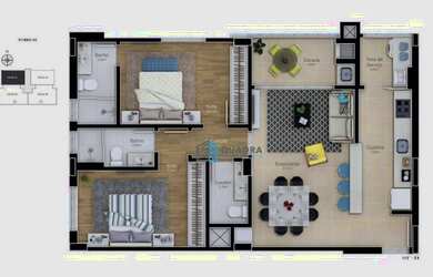 Imagem: O apartamento possui 3 Dormitórios, 3 Banheiros, 2 Vagas na