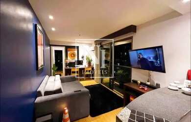 Imagem: O studio possui 1 Dormitório, 1 Banheiro, 45m² de Área e