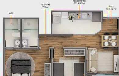 Imagem: O apartamento possui 2 Dormitórios, 2 Banheiros, 1 Vaga na