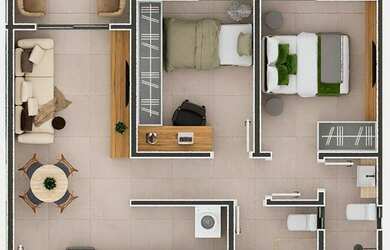 Imagem: O apartamento possui 2 Dormitórios, 2 Banheiros, 1 Vaga na