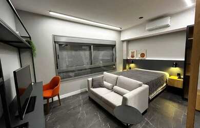 Imagem: O apartamento possui 1 Dormitório, 1 Banheiro, 1 Vaga na garagem