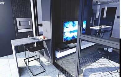 Imagem: O apartamento possui 1 Dormitório, 1 Banheiro, 1 Vaga na garagem