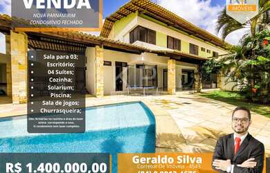 Imagem: A casa em condomínio possui 4 Dormitórios, 5 Banheiros, 5