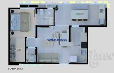 Imagem 2: Apartamento à venda Santos/SP Boqueirão sacada 1 suíte lazer piscina