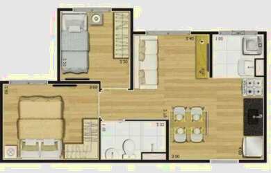 Imagem: O apartamento possui 2 Dormitórios, 1 Banheiro e 35m² de Área