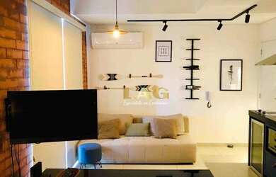 Imagem: O apartamento possui 1 Dormitório, 1 Banheiro, 1 Vaga na garagem