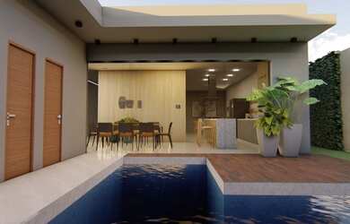 Imagem: A casa possui 3 Dormitórios, 3 Banheiros, 2 Vagas na garagem