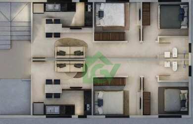 Imagem: O apartamento possui 2 Dormitórios, 1 Banheiro, 1 Vaga na garagem