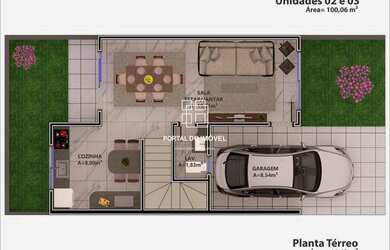 Imagem: A casa possui 3 Dormitórios, 3 Banheiros, 2 Vagas na garagem