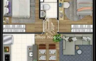 Imagem: O apartamento possui 2 Dormitórios, 1 Banheiro, 2 Vagas na