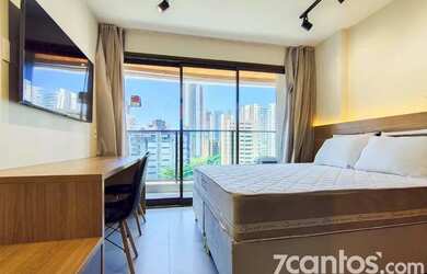 Imagem: O apartamento possui 1 Dormitório, 1 Banheiro, 1 Vaga na garagem