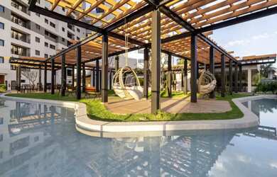 Imagem: O apartamento possui 1 Dormitório, 1 Banheiro, 1 Vaga na garagem