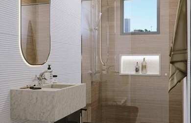 Imagem: O apartamento possui 1 Dormitório, 1 Banheiro, 1 Vaga na garagem