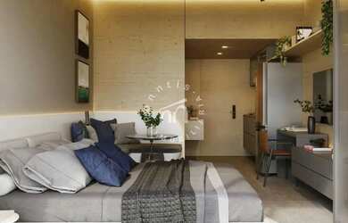 Imagem: O studio possui 1 Dormitório, 1 Banheiro, 1 Vaga na garagem