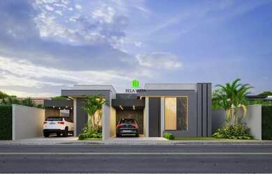 Imagem: A casa possui 3 Dormitórios, 2 Banheiros, 2 Vagas na garagem