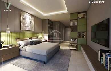 Imagem: O apartamento possui 1 Dormitório, 2 Banheiros, 1 Vaga na garagem