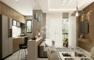 Imagem: O apartamento possui 1 Dormitório, 1 Banheiro, 1 Vaga na garagem