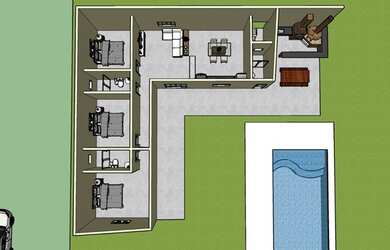 Imagem 3: Moradia em Atibaia Casa na planta com piscina e área gourmet