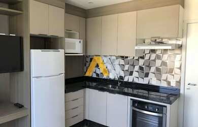 Imagem: O apartamento possui 1 Dormitório, 1 Banheiro, 1 Vaga na garagem