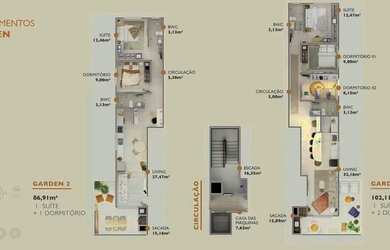 Imagem: O apartamento possui 2 Dormitórios, 2 Banheiros, 1 Vaga na