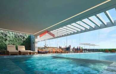 Imagem: O apartamento possui 1 Dormitório, 1 Banheiro, 2 Vagas na garagem