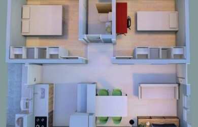 Imagem 2: casa na planta. Área de serviço, 2 Vagas na garageme2 Dormitórios