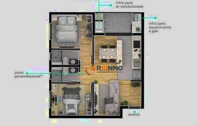 Imagem 3: Apartamento novo 2 quartos 1 suíte, 54 m² no bairro Novo Mundo