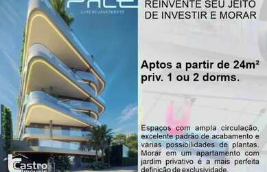 Imagem: O studio possui 1 Dormitório, 1 Banheiro, 24m² de Área e