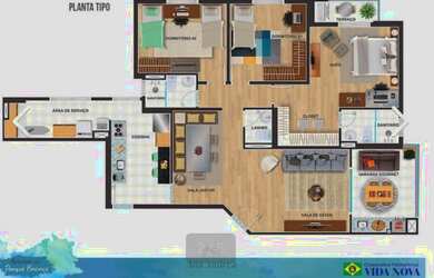 Imagem: O apartamento possui 3 Dormitórios, 3 Banheiros, 1 Vaga na