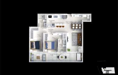 Imagem: O apartamento possui 2 Dormitórios, 2 Banheiros, 1 Vaga na